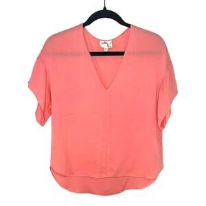 Vintage Milly of New York Women's Silk Blouse High Low Peach Classic Chic sz. 4